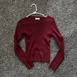NWOT Workshop Maroon Ribbed Knit Sweater